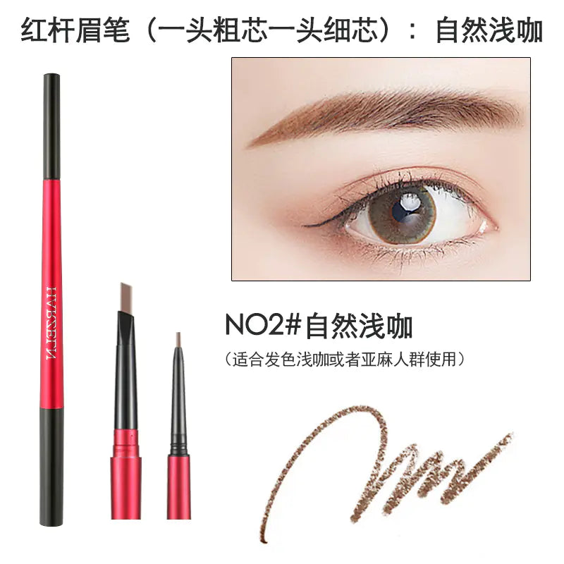 Dual-Head Waterproof Eyebrow and Eyeliner Pencil