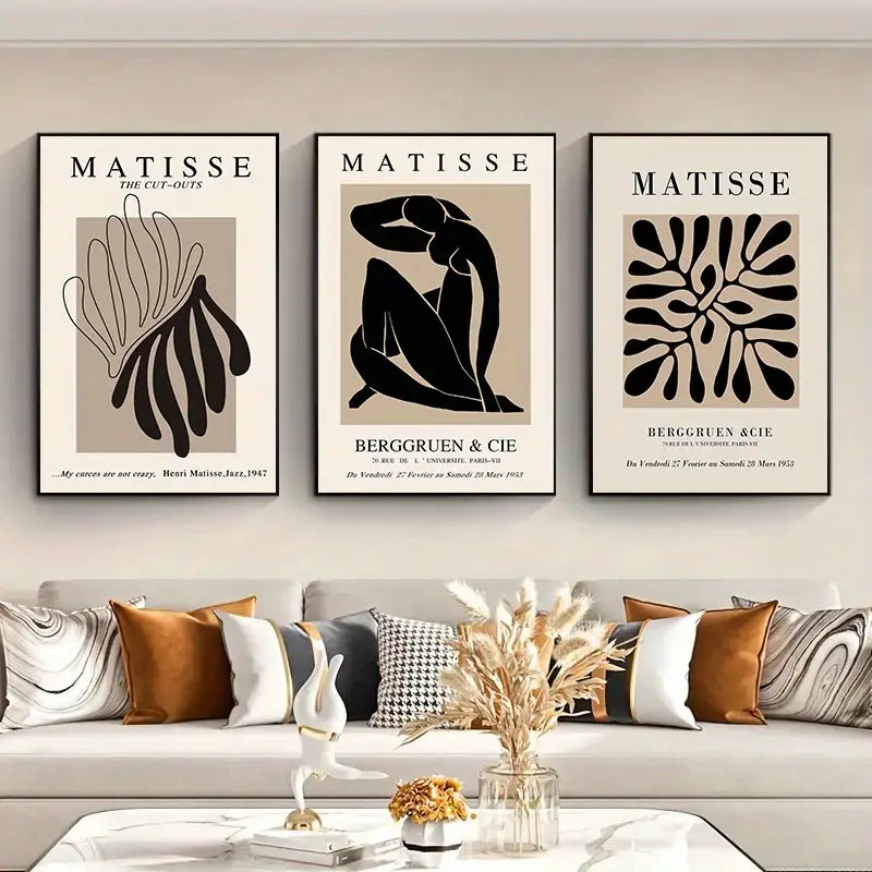3pcs Matisse Abstract Body Line Canvas Wall Art 15.7x23.6"