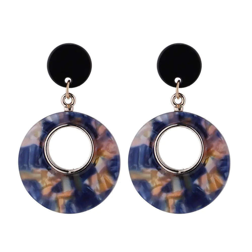 Geometric Acrylic Circle Earrings with Vintage Design