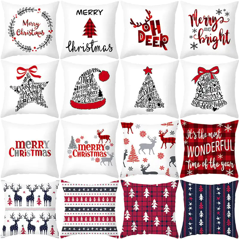 Cartoon Christmas Pillowcase for Office Sofa Cushion