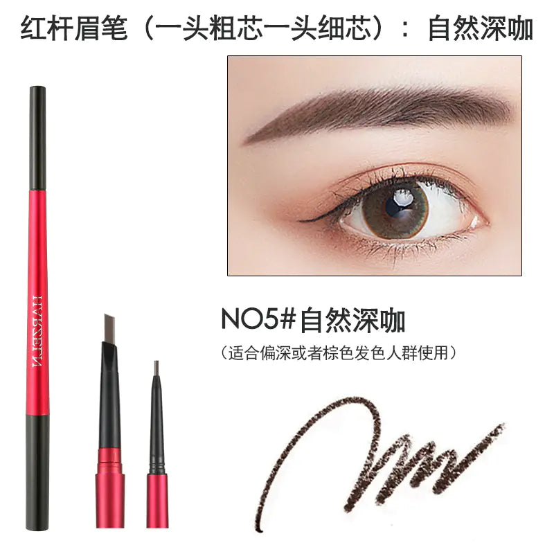 Dual-Head Waterproof Eyebrow and Eyeliner Pencil
