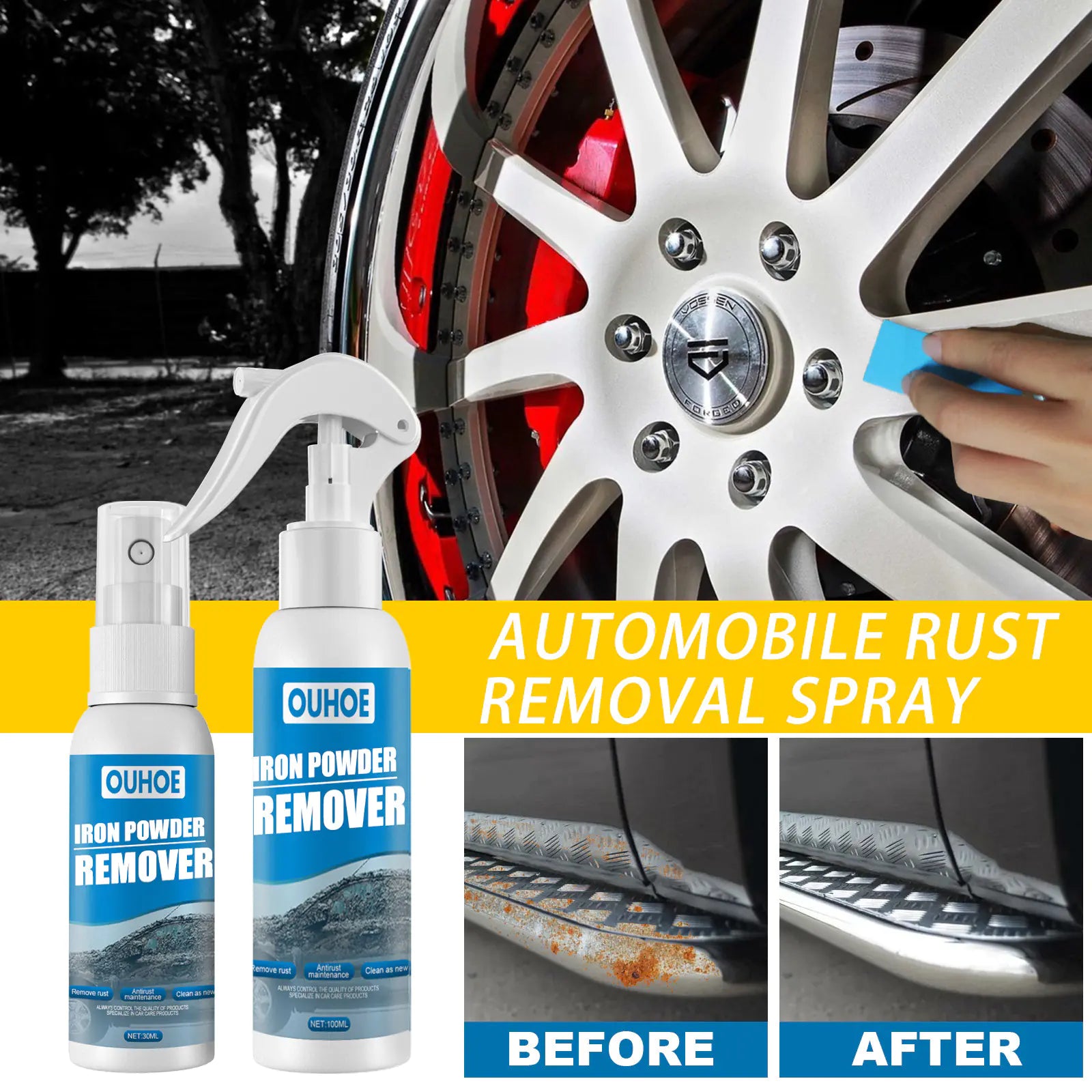 OUHOE Car Rust Remover Spray - Cleaning Supplies
