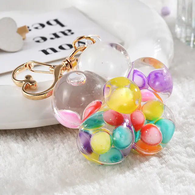 Creative Glitter Flower Shape Liquid Keychain Pendant